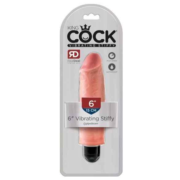 King Cock 6 Stiffy - veekindel, realistlik vibraator (15cm) - naturaalne 