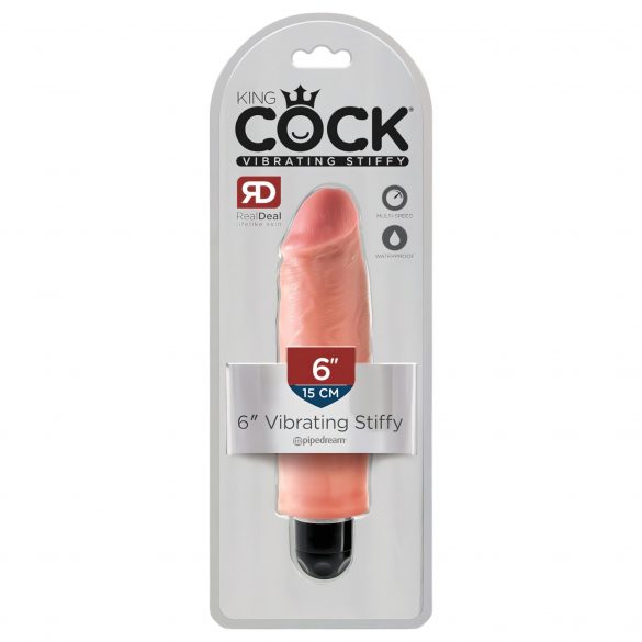 King Cock 6 Stiffy - veekindel, realistlik vibraator (15cm) - naturaalne 