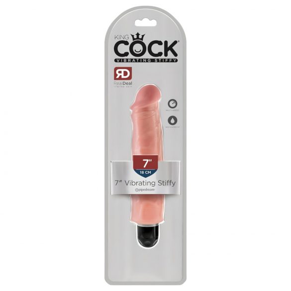 King Cock 7 Stiffy - veekindel, elutruu vibraator (18 cm) - naturaalne