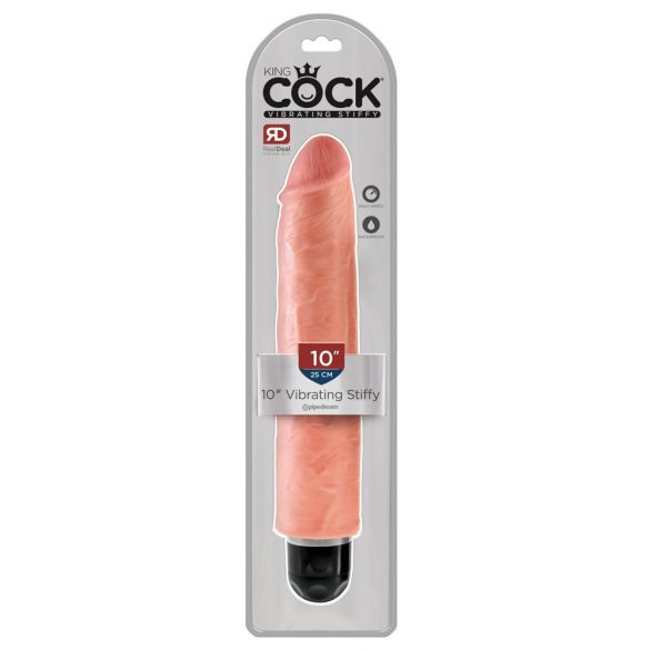 King Cock 10 Stiffy - veekindel, elutru vibraator (25 cm) - naturaalne 