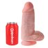 King Cock 9 Jäme iminapaga, munanditega dildo (23cm) - naturaalne 