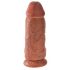 King Cock 9 Chubby - iminapinnaga, munanditega dildo (23 cm) - tume naturaalne 