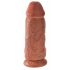 King Cock 9 Chubby - iminapinnaga, munanditega dildo (23 cm) - tume naturaalne 