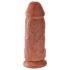 King Cock 9 Chubby - iminapadjaga, munanditega dildo (23cm) - tume naturaalne