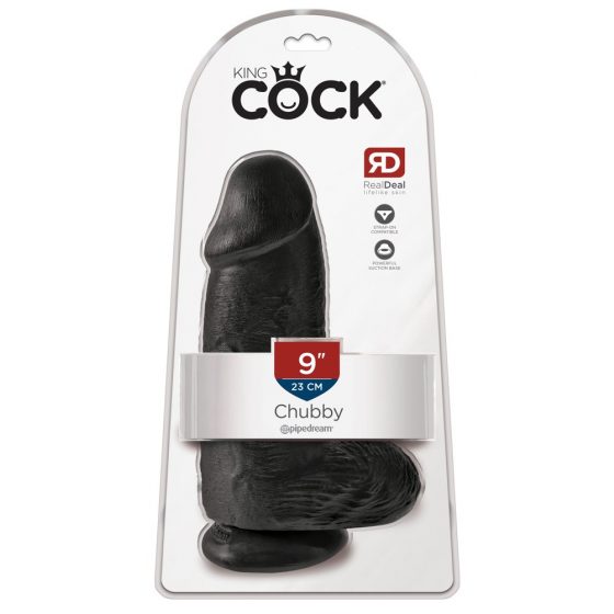 King Cock 9 Chubby - iminappadega munanditega dildo (23cm) - must