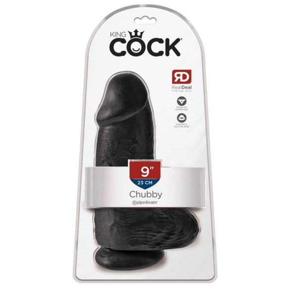 King Cock 9 Chubby iminapinnaga munanditega dildo (23cm) - must 