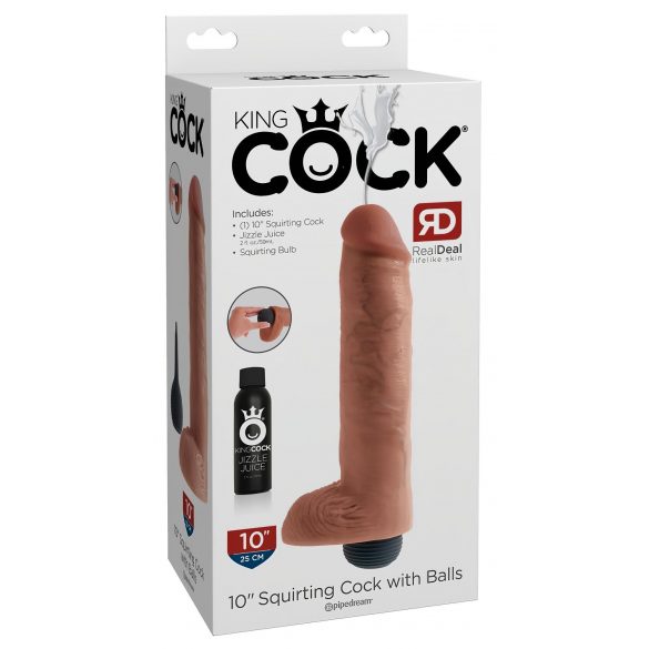 King Cock 10 - elutru pihustav dildo (25cm) - naturaalne 