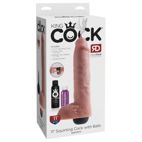 King Cock 11 - realistik pritsiv dildo (28cm) - naturaalne