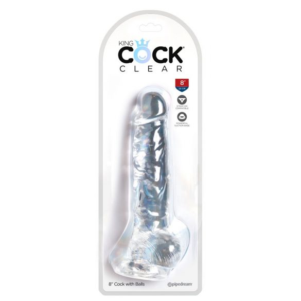 King Cock Clear 8 - iminapaga, munanditega dildo (20cm) 