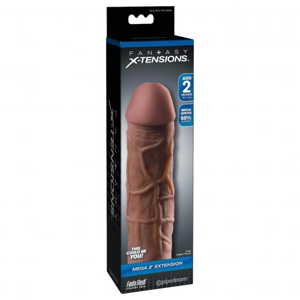 X-TENSION Mega 2 - elutru dildo ümbris (20,3 cm) - tume naturaalne 