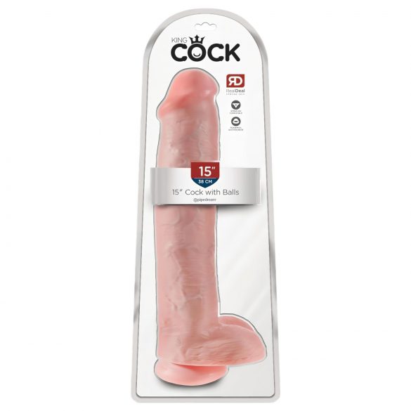 King Cock 15 - iminappadega, munanditega dildo (38 cm) - naturaalne