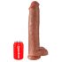 King Cock 15 - iminapinnaga, munandiga, hiid dildo (38cm) - tume naturaalne