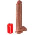 King Cock 15 - iminapõhjaga, munanditega, hiigeldildo (38cm) - tume naturaalne