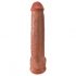 King Cock 15 - iminapinnaga, munandiga, hiid dildo (38cm) - tume naturaalne