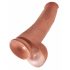 King Cock 15 - iminapõhjaga, munanditega, hiigeldildo (38cm) - tume naturaalne