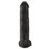 King Cock 15 - kinnitusalus, munanditega dildo (38 cm) - must