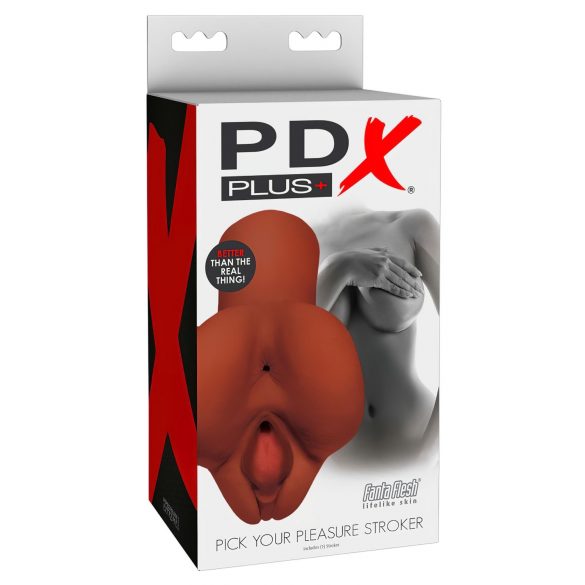 PDX Pick Your Pleasure Stroker - 2in1 elutru mastrubaator (pruun)