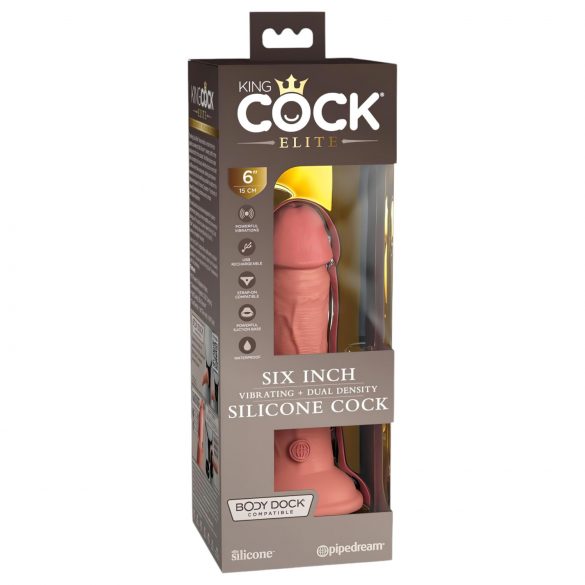 King Cock Elite 6 - imitaliseeritud iminapaga vibraator (15 cm) - naturaalne