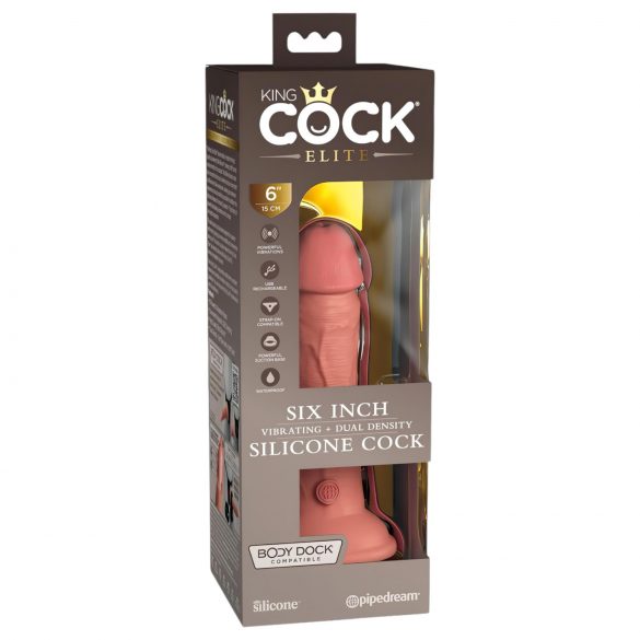 King Cock Elite 6 - iminappadega, elutruu vibraator 15 cm (tume naturaalne)