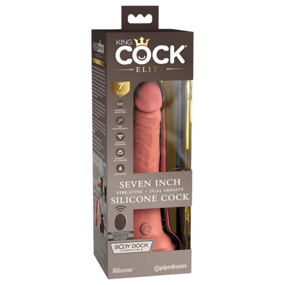 King Cock Elite 7 - iminapadjaga, kaugjuhtimisega vibraator 18cm - naturaalne