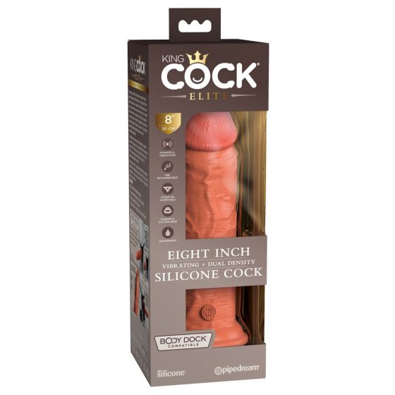 King Cock Elite 8 - iminapp, realistlik vibraator 20cm (tume naturaalne)