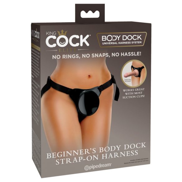 King Cock Elite Beginner's Body Dock - musta strap-on aluspüksid 