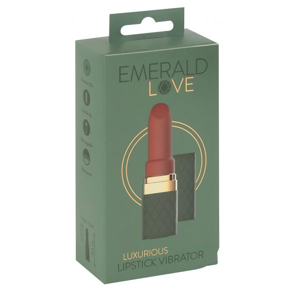 Emerald Love - laetav, veekindel huulepulgavibraator (roheline-bordoo)