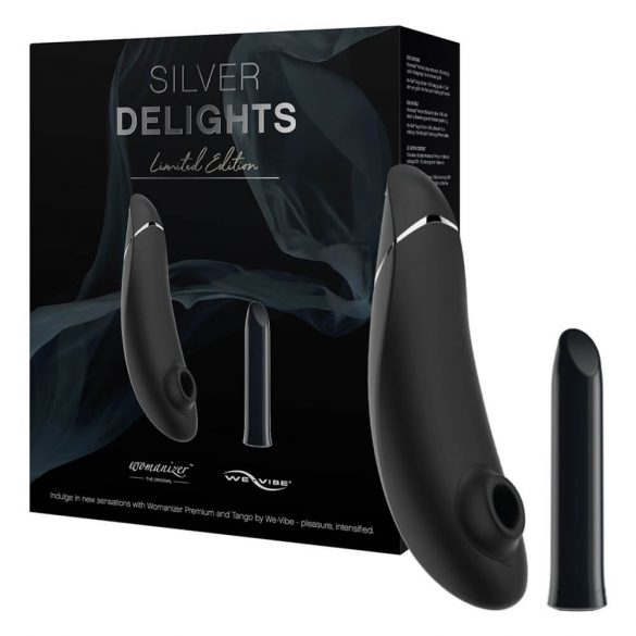 Womanizer Silver Delights - õhulainete vibraatorikomplekt (must) 