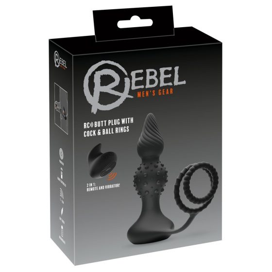 Rebel 2in1 - akutoitega, raadios anaaltüügas peeniserõngaga (must)
