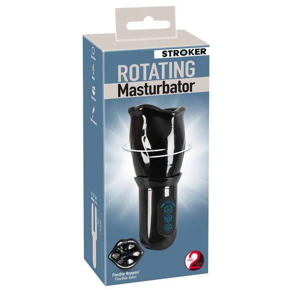 STROKER Rotating - akutoitega pöörlev masturbaator (must) 