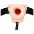 You2Toys Strap-on - akuga, õõnes, kinnitatav vibraator (naturaalne) 