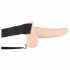 You2Toys Strap-on - akuga, õõnes, kinnitatav vibraator (naturaalne) 