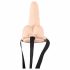 You2Toys Strap-on - akuga, õõnes, kinnitatav vibraator (naturaalne) 