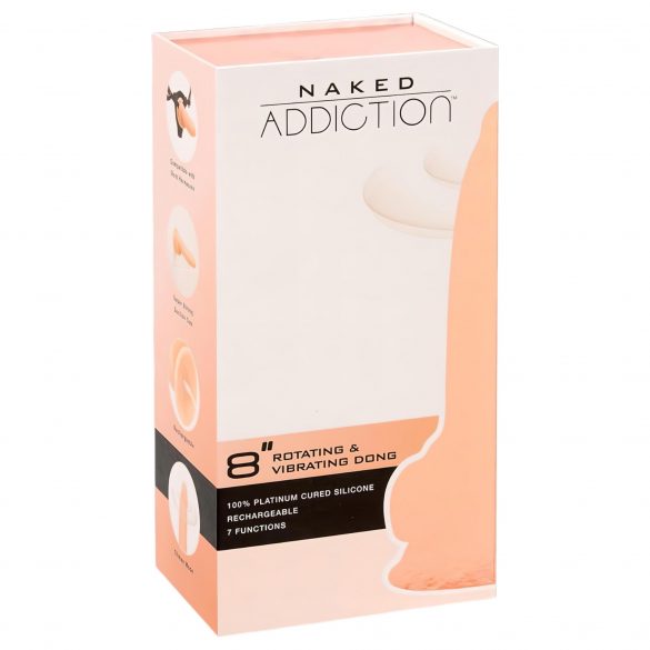 Naked Addiction Rotating 8 - akutoitega pöörlev vibraator (20cm) - naturaalne 