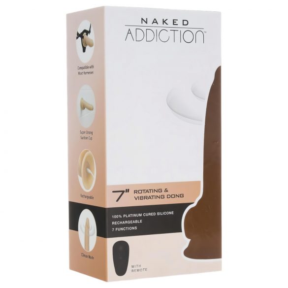 Naked Addiction Pöörlev 7 - akuga, pöörlev vibraator (18cm) - naturaalne