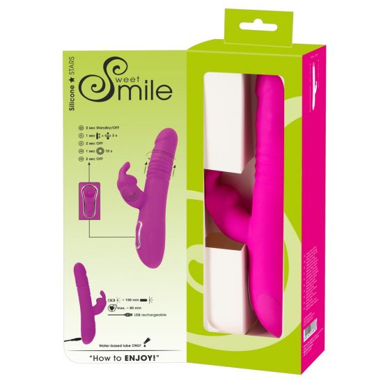 SMILE Jänes - akukas kliitoristimulaatoriga lükkav-pöörlev vibraator (roosa)