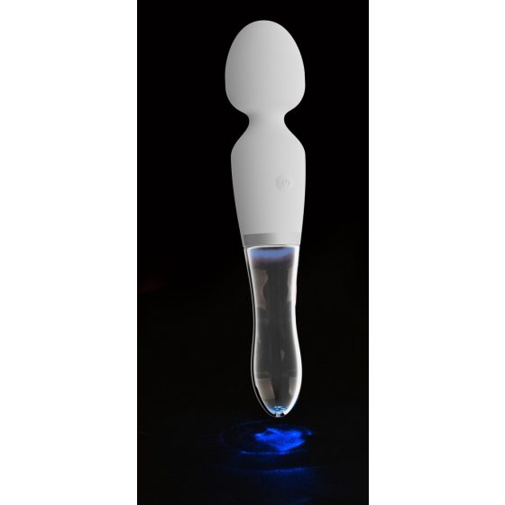 Liaison Wand - akutoitega silikoon-klaas LED-vibraator (läbipaistev-valge)