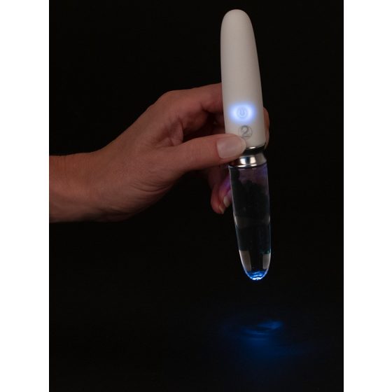 Liaison - akutoitega, silikoon-klaas LED vibraator (läbipaistev-valge)