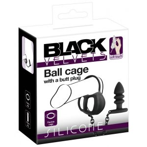 Black Velvet - silikoonist munandi puur anaal dildoga (must)
