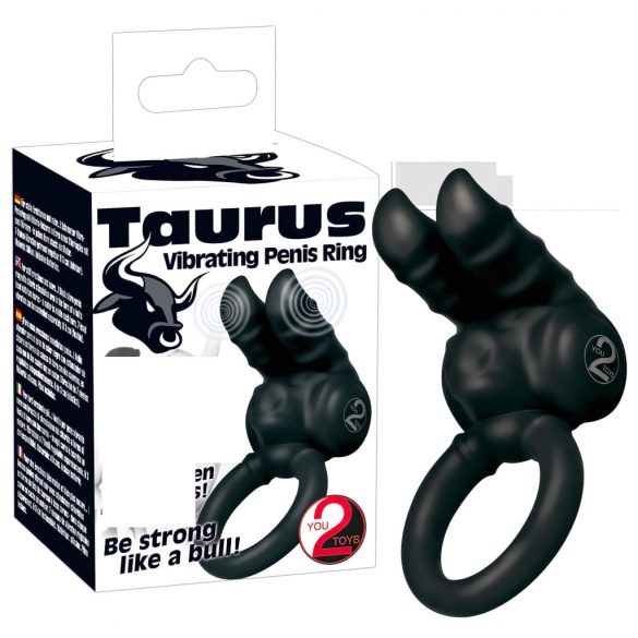 You2Toys - Taurus - kahemootoriline, vibreeriv peeniserõngas (must) 