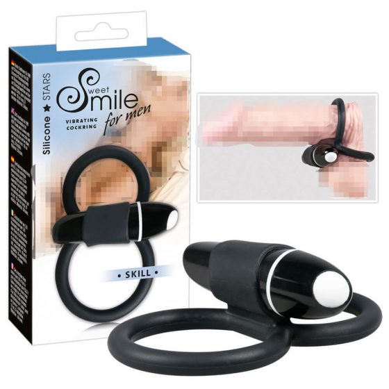 SMILE Skill - vibreeriv peenise- ja munandirõngas (must)