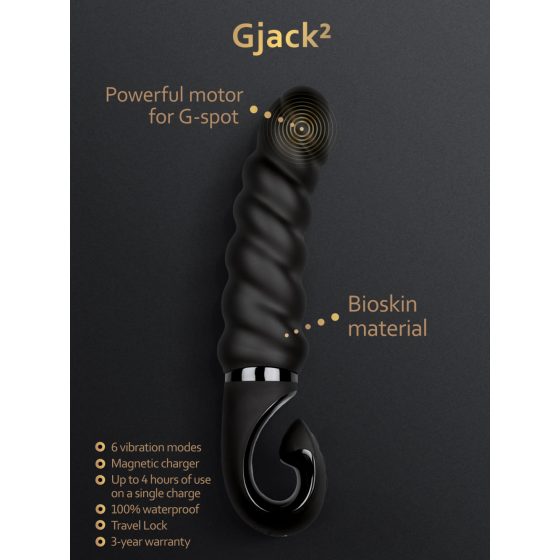 Gvibe G-jack 2 - akuga, veekindel silikoonvibraator (must)