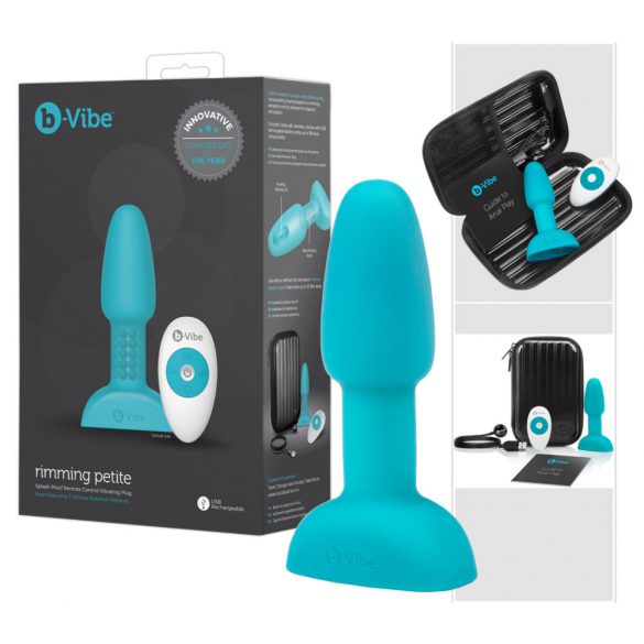 b-Vibe pöörlevate helmestega anaalvibraator (türkiis) 