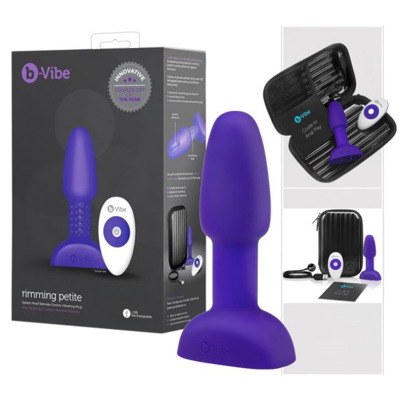 b-Vibe Rimming - pöörlevate pärlitega anaalvibraator (lilla) 