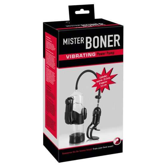 Mister Boner Vibraatoriga - vaakumpump (läbipaistav-must)
