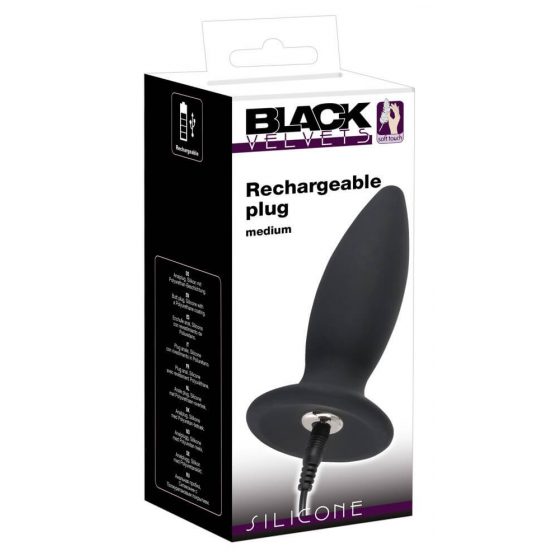 Black Velvet M - akuga, keskastme anaalvibraator - tavaline (must)