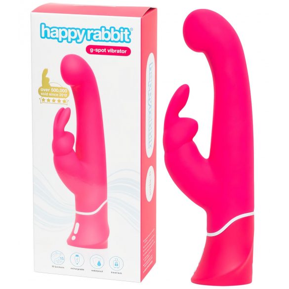 Happyrabbit G-spot - veekindel, laetav vibraator koos pulgaga (roosa)