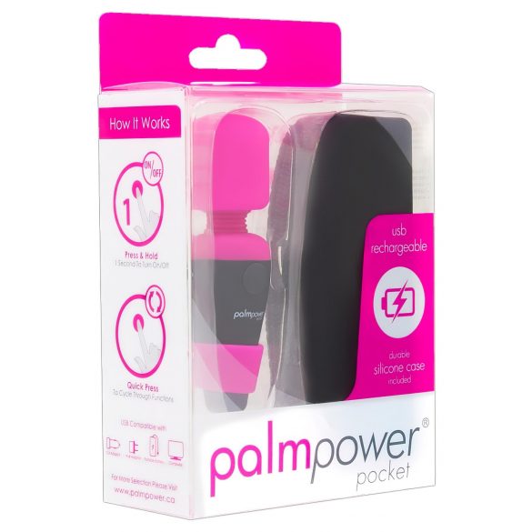 PalmPower Pocket Wand - mini massaaživibraator (roosa-must)