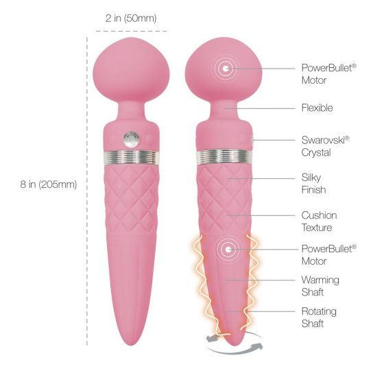Pillow Talk Sultry - soojendav 2-mootoriline masseeriv vibraator (roosa)