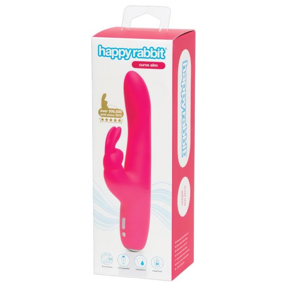 Happyrabbit Curve Slim - veekindel, akutoitega kliitori vibraator (roosa)